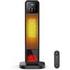 Neqraxis Termoventilatore a Colonna, Stufa Elettrica Basso Consumo 2200W PTC, Stufa Elettrica con Effetto Camino LED, Telecomando, Oscillazione, Timer 12H, Múltiples Funciones de Protección