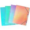 Exacompta - Rif. 53230E - Cartone con 8 raccoglitori cuciti Candy Tidy, con elastici - interno in carta e copertina in PP - 6 scomparti - 24 x 32 cm - A4-4 colori azzurro, menta, parma e pesca