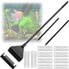 Seutmrou Pulitore per raschietto, alghe, 80 cm, raschietto per acquario con asta rimovibile e 10 lame, raschietto per acquario vetro, strumento di pulizia kit acquario per acquario vetro