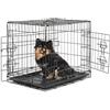 lionto Gabbia per Cani e Gatti, Pieghevole, 61 x 44 x 51 cm, Nero | Box di transporto in metallo con vaschetta in plastica, divisorio e chiusure sicure per auto, viaggio, e veterinario