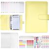 Atliberswo Money Binder A6 con 8 buste trasparenti con cerniera Giallo | Pelle PU, 12 fogli budget, gestione contanti, pianificazione spese, organizzazione viaggi, con righello e adesivi