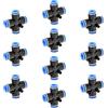 TAILONZ PNEUMATIC TAILONZ 4mm Raccordi Pneumatici Croce 4 Vie Plastica Pack of 10 | Innesto rapido for tubi aria PU PA PE, Rotazione flessibile 360 gradi, Chiusura ermetica a sgancio rapido