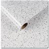 CRE8TIVE Carta da parati lucida in granito bianco, autoadesiva, 60 cm x 300 cm, per mobili, carta da parati, bagno, cucina, impermeabile, per armadio, piano di lavoro, soggiorno