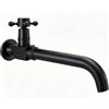 KOPYFANTAP Nero Rubinetto da Parete Acqua Fredda Girevole a 360° | Rubinetto a Muro Lungo in Nero Ottone,Installazione Rapida, per Bagno, Giardino, Balcone, Esterno, Casa, Hotel, 24 cm
