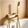 TECKZOON Rubinetto Vasca da Bagno con Doccetta, Miscelatore per Vasca a Parete in Acciai Inox con Bocca Girevole a 90 °, Miscelatore Oro Spazzolato per Doccia per Bagno, Caldo o Freddo
