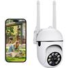 Anluomafuy Telecamera Wi-Fi, Telecamera WiFi 360° Visione Notturna a Colori, IP66 Impermeabile, Tracciamento Intelligente, Rilevamento Umano con Faretto e Sirena, Audio Bidirezionale, 2,4Ghz