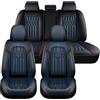 NOBQUA Coprisedili Auto Universali per 5 Posti in Vera Pelle-Compatibili con Audi A1 A3 A4 A5 A6 A7 A8 - Impermeabili, Antiscivolo-Set Completo per SUV e Berlina