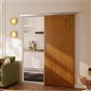 HOMCOM Porta Scorrevole Esterna Muro 90x210 cm Binario Silenzioso Guida | In Lega di Alluminio, Kit Ferramenta, Porta da Interno, Stile Minimalista, in MDF, Impermeabile, per Cucina Bagno Ufficio