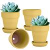 vensovo Vasi in terracotta e argilla gialla da 15,2 cm, per piante con sottovaso, confezione da 4 fioriere medie in terracotta con foro di drenaggio, vaso da fiori per piante da interno ed esterno,