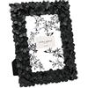 Laura Ashley Cornice portafoto in resina testurizzata a mano con fiore nero, con cavalletto e gancio, per esposizione da tavolo e parete, design floreale decorativo per la casa, galleria fotografica