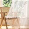 Melodieux Tenda trasparente con ricamo a grano, per soggiorno, patio, porta scorrevole, ampia finestra con tasca per asta, drappo in voile, bianco grano, 254 x 248 cm (1 pannello)