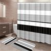 ArtSocket Set da bagno a righe nere con tenda da doccia e tappeti da bagno | Set di tappeti da bagno antiscivolo per tenda da doccia con pittura moderna, decorazione per il bagno, 3 pezzi