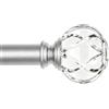 KAMANINA Bastone per tende da 2,6 a 1,5 m, per finestre da 2,6 a 1,5 m, argento telescopico decorativo con terminali in cristallo acrilico, per soggiorno, camera da letto, patio e cucina