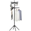 SONGMICS Stendibiancheria a 2 livelli, stendibiancheria pieghevole da 170 cm con 3 bracci girevoli per appendini, 24 clip, in acciaio inossidabile, per 27 pezzi, nero ULLR512B01