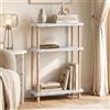 [en.casa] Scaffale da Terra a 3 Ripiani Effetto Marmo Bianco 62x40x18 cm | Mensola Autoportante 3 Livelli Piani Libreria Multiuso Soggiorno Ingresso Cucina Barre in Legno Massello Portaoggetti