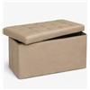fashion home Pagano Cassapanca Contenitore Rettangolare Pieghevole 80L Pouf con Seduta Imbottita in Similpelle Carico 200 kg per Camera Soggiorno colore TORTORA