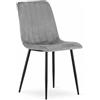NMK HOME Sedia Cucina Velluto Grigio Chiaro Imbottita 1 Pz | tessuto vellutato, cuciture verticali, gambe metallo, sala da pranzo, ufficio, comfort, stabilità, design moderno