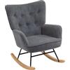 HollyHOME Poltrona a Dondolo Sedia a Dondolo Salotto Velluto Poltrona da Lettura Relax Sedia Camera da Letto con Braccioli, Grigio Scuro