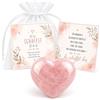 Milaboo Cuore di quarzo rosa con biglietto in sacchetto di organza, regalo amorevole per persone speciali o regalo per mamme