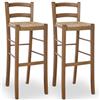 OKAFFAREFATTO MADDALONI Set 2 sgabelli bar alti 80 cm legno noce chiaro con schienale e seduta in paglia