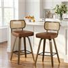Bekrvio Set di 2 sgabelli da bar girevoli alti 65 cm, sgabelli da bar con schienale, pelle PU e 4 gambe in legno di noce, sgabello da bancone in stile Mid-Century con