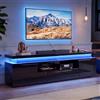 AZJSAHAH Mobile TV con LED, mobile TV con 2 ante, mobile TV basso con USB, con spazio aperto per soggiorno, sala da pranzo, camera da letto (nero, 180 x 35 x 52 cm)