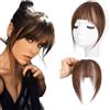 Ysdqs Hair Extension con clip, 100% capelli veri, da donna, frangia francese, extension di capelli sintetici, frangia con ferro (marrone scuro 9)