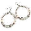 Avalaya Orecchini a cerchio in ceramica e vetro trasparente, colore argento, lunghezza 80 mm