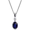 MIORE Collana Donna Oro Bianco/Oro Giallo 9KT 375, Ovale di Rubino/Zaffiro/Smeraldo e Diamante Naturale, Catenina Cm. 45 con Pendente, Ciondolo con Catena anallergico in Elegante Portagioie