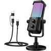 NEEWER UM01 PRO Microfono Podcast USB RGB, Cancellazione Rumore AI, Nero | Cardioide, Plug e Play, Muto, EQ Personalizzato, Controllo App, Mic Compatibile con iPhone Android PC Windows Mac PS4 PS5