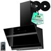 Kompatic ELOISE KELSW60B, Cappa da Parete 60 cm, Brushless 800 m³/h, A+++, Wi-Fi, Touch e Gesti, Filtri Carbone Inclusi, Promemoria Pulizia Filtri, Pulizia Aria, LED, Timer, Nero Lucido