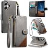 LIAOCY Cover a Libretto per Ulefone Note 23, Custodia Portafoglio con Cerniera in Pelle PU[Stile Business], Cover Anticaduta con Supporto, Gray.