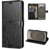 betterfon Custodia per Samsung Galaxy S26 5G | Custodia a portafoglio con scomparti per carte di credito | Custodia con chiusura magnetica | Fiore nero