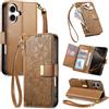 LIAOCY A Tracolla Custodia Per Ulefone Note 23, Cover Con Portafoglio Porta Carte E Scocca Interna In TPU, Antiurto E Antigraffio Con Supporto, Brown.