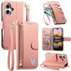 LIAOCY Portafoglio Custodia per Ulefone Note 23, A Tracolla Flip Cover in Pelle PU con Motivo a Cuore【Fibbia Magnetica】, Anticaduta con Supporto, Pink.