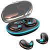 AARONMEI TWS Auricolari Bluetooth impermeabili con microfono incorporato per chiamate in HD per lavoro in ufficio Auricolari stereo nascosti senza fili X55 per dormire-Black