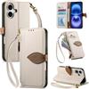 LIAOCY A Tracolla Custodia per Ulefone Note 23, Flip Cover con Portafoglio e Cerniera in Pelle PU[Fibbia Magnetica a Foglia], Anticaduta con Supporto, White.