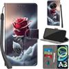 Haninsuze Cover per Xiaomi Redmi A3, Rose | Pelle PU Portafoglio, Porta Carte, Magnetica, Libro, Antiurto Custodia