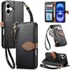 LIAOCY A Tracolla Custodia per Ulefone Note 23, Flip Cover con Portafoglio e Cerniera in Pelle PU[Fibbia Magnetica a Foglia], Anticaduta con Supporto, Black.