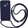 Ququcheng Cover Compatible con Samsung Galaxy S9 Plus,Cellulare Girocollo Custodia con Cordino TPU corda Silicone Case Bumper per Samsung Galaxy S9 Plus Custodia-Blu