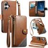 LIAOCY Cover a Libretto per Ulefone Note 23, Custodia Portafoglio con Cerniera in Pelle PU[Stile Business], Cover Anticaduta con Supporto, Brown.