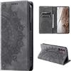 CoverKingz Custodia per Samsung Galaxy A55 5G, con Scomparto per Carte di Credito, Motivo Mandala, Colore: Grigio