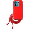 Max Power Digital Cover per Cellulare in Corda Xiaomi Redmi Note 13 Pro 5G Custodia in Morbido Silicone con Cordino - Possibilità di Appenderla al Collo (Rosso)