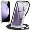 Oelrstfe Cover con Cordino per Samsung Galaxy S23 FE 5G, Trasparente Silicone Custodia con Regolabile Collana Laccio Tracolla, Antigraffio Proteggere Case Corda per Samsung S23 FE 5G, Nero