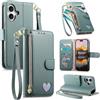 LIAOCY Portafoglio Custodia per Ulefone Note 23, A Tracolla Flip Cover in Pelle PU con Motivo a Cuore【Fibbia Magnetica】, Anticaduta con Supporto, Blue.