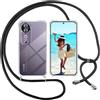 ISOI Cover con Cordino per Vivo V40, Custodia Trasparente con Collana Tracolla Laccio Collo Ultra Sottile Morbido TPU Silicone Antiurto AntiGraffio Antiscivolo Case, Nero