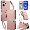 LIAOCY A Tracolla Custodia per Ulefone Note 23, Flip Cover con Portafoglio e Cerniera in Pelle PU[Fibbia Magnetica a Foglia], Anticaduta con Supporto, Pink.