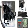 PHINIENLAND Cover per Google Pixel 8A custodia portafoglio Cavallo nero | 3 scomparti carte, 1 tasca banconote, Chiusura magnetica, Supporto, Pelle PU flip cover per Pixel 8A