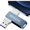 MUXXUE Chiavetta USB per telefono, 256 GB, senza app | Chiavetta di memoria 3 in 1 per Phone Pad OTG Android, cellulare, PC, Mac, memoria esterna con backup di foto e dati