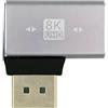 xiwai Adattatore DisplayPort 1.4 (DP) maschio a DP femmina con angolo sinistro di 90 gradi, connettore di estensione Ultra-HD UHD 4K 144 Hz per monitor video per PC e laptop